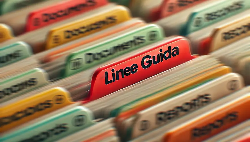 Cartella con etichetta "Guidelines" che rappresenta le nuove linee guida per l'inclusione universitaria.